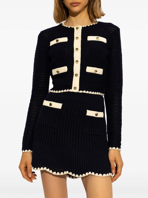 crochet-knit cropped cardigan